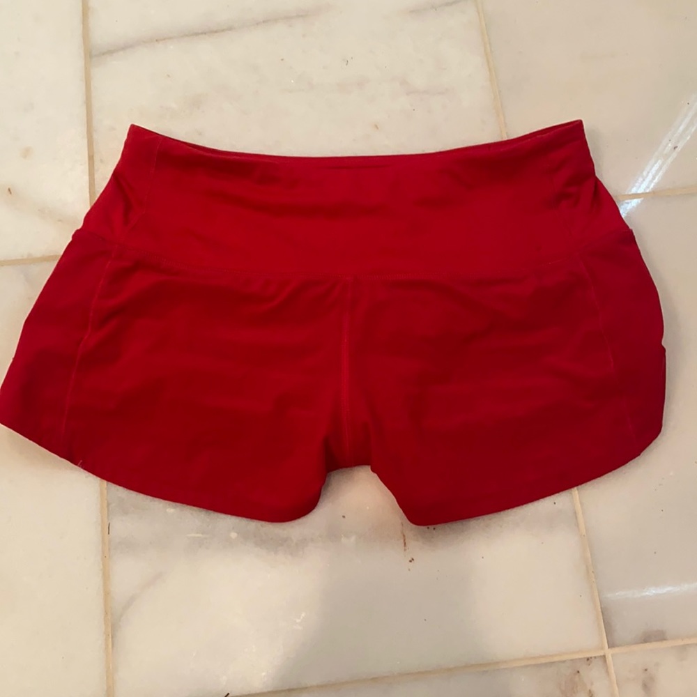 Red Lululemon Speed up shorts